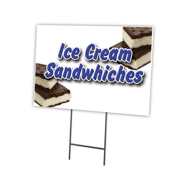 Signmission Ice Cream Sandwiches Yard Sign & Stake outdoor plastic coroplast window, C-1216 Ice Cream Sandwiches C-1216 Ice Cream Sandwiches - main